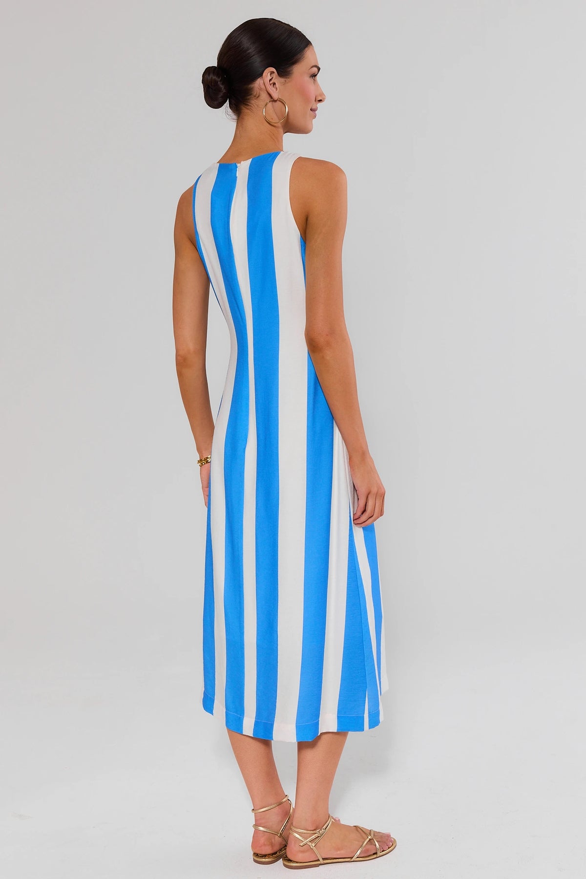 Blue Striped Midi Dress