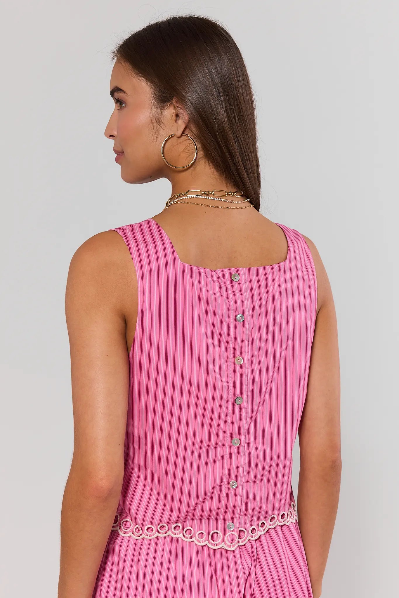 Pink Striped Eyelet Tank Top | Avara Pink Striped Eyelet Tank Top | Avara