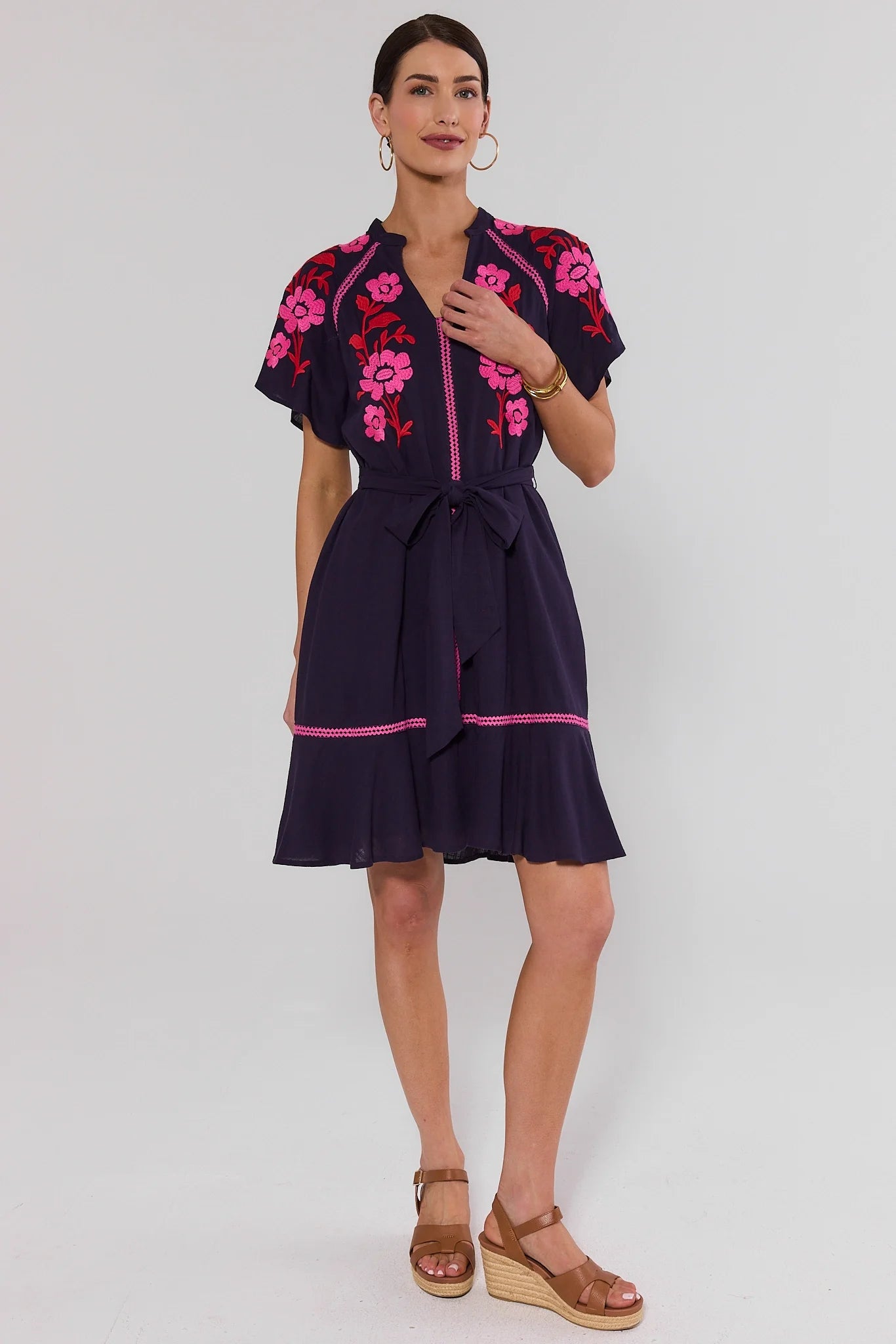 Ana Plum Embroidered Short Dress Ana Plum Embroidered Short Dress