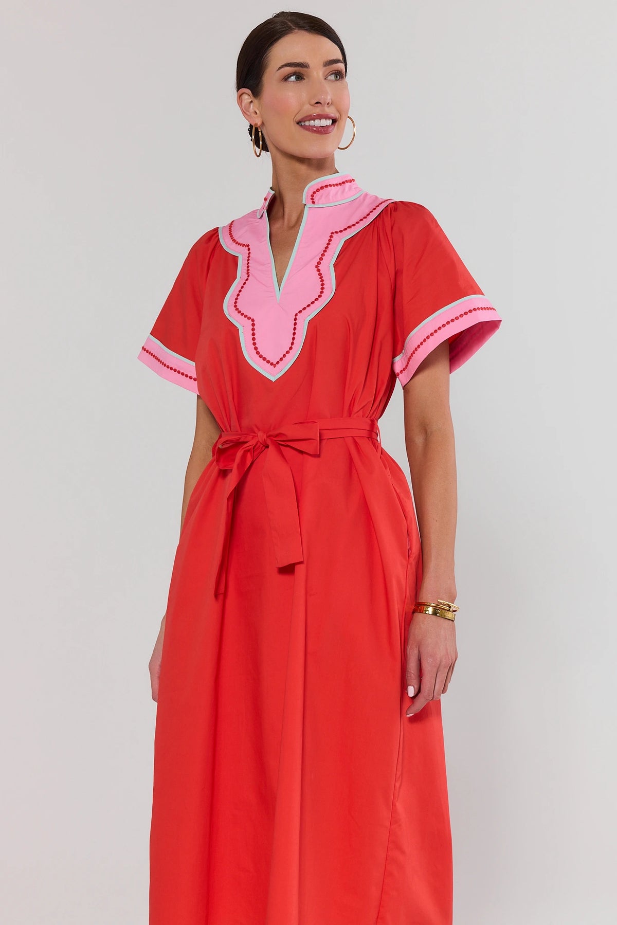 orange dress for women Midi with Contrast Trim | Avara Shop by Trend Do not wring or Womens Pure Silk Maxi Kid Size:12-24M