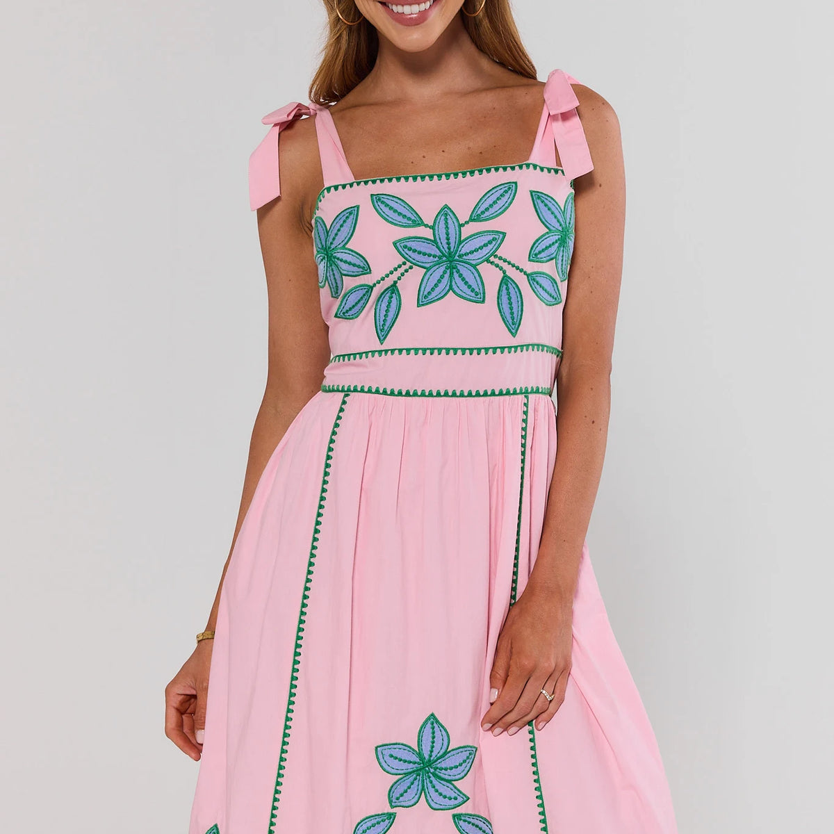 Pink Embroidered Midi Dress by THML Pink Embroidered Midi Dress by THML