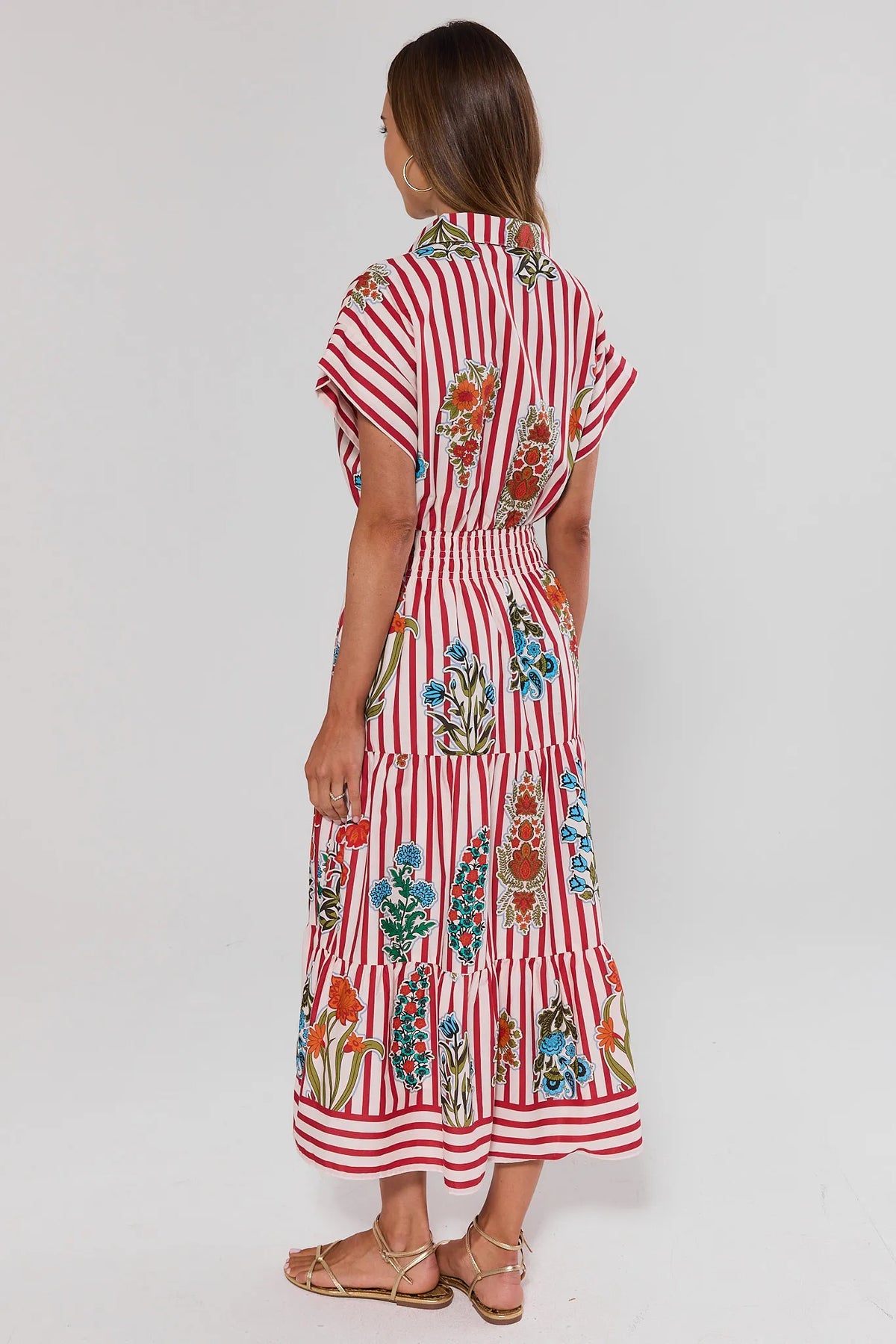 red dress with white stripes Canary Red Stripe Shift Dress Small