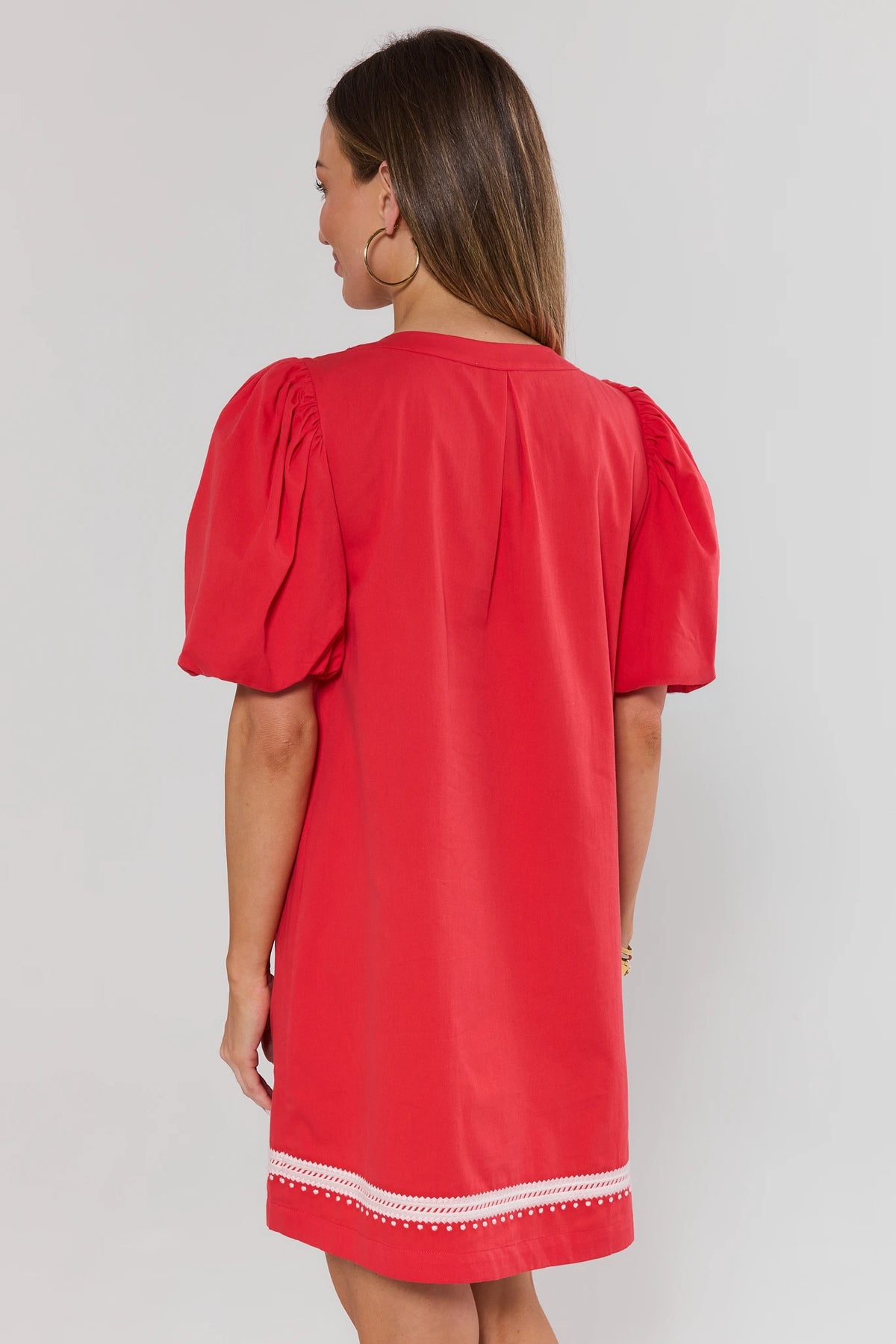 Women's Red Embroidered Short Dress | Avara