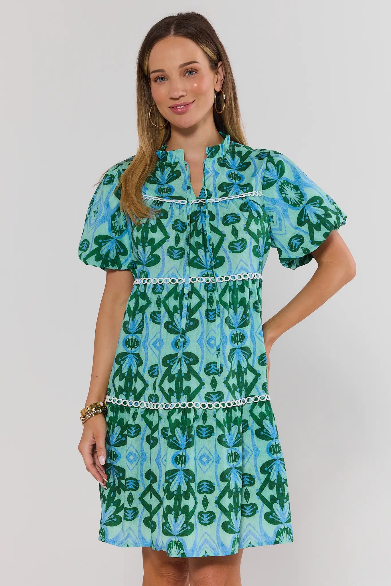 Reina Green Printed Short Dress Reina Green Printed Short Dress