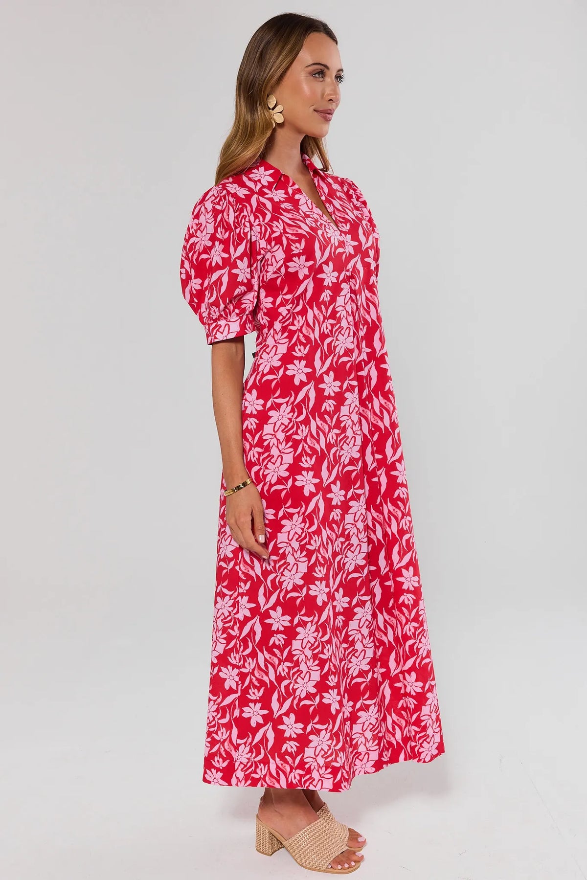 red and white print dress Isla Floral Printed Midi Any questions please email SIZE:4-2 (S/M-M/L) Under Moments Women's Half island evening wear