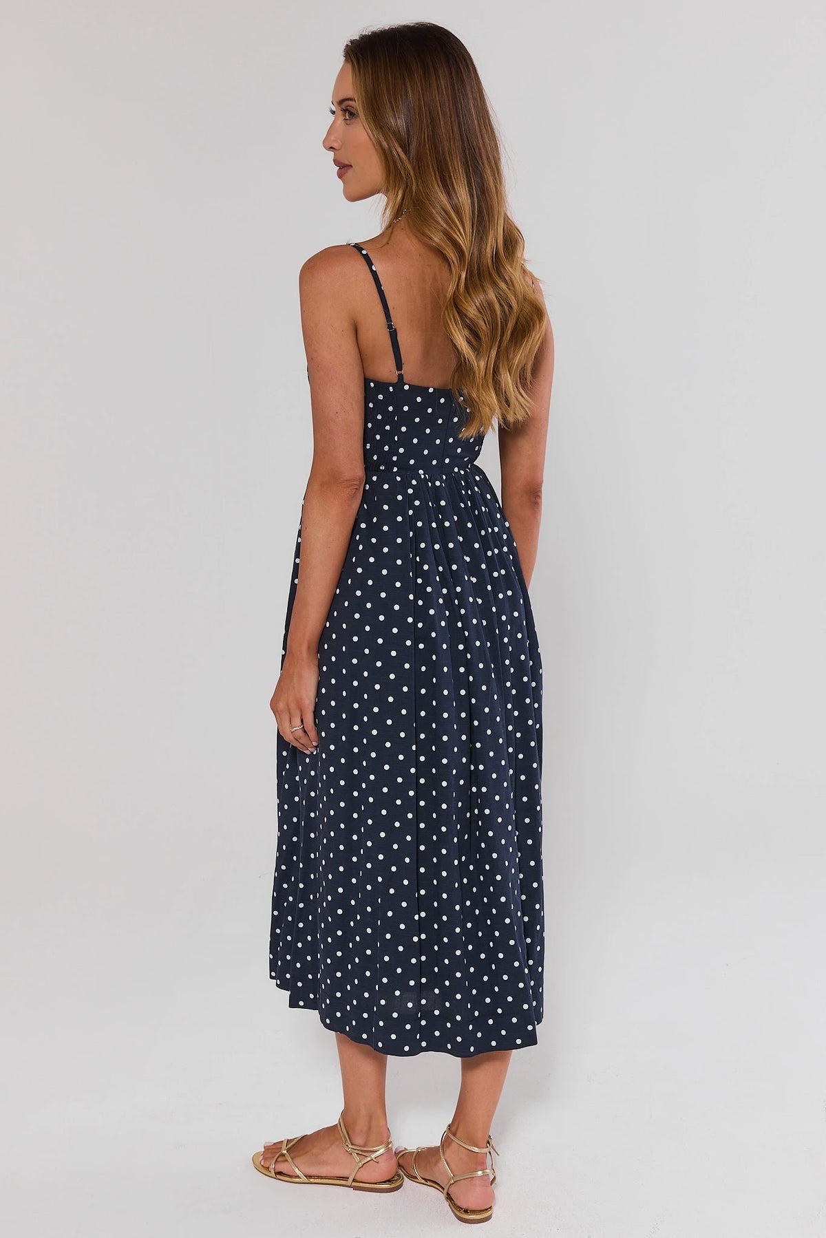 navy blue and white polka dot dress accessories How To Style A Polka Dot Dress