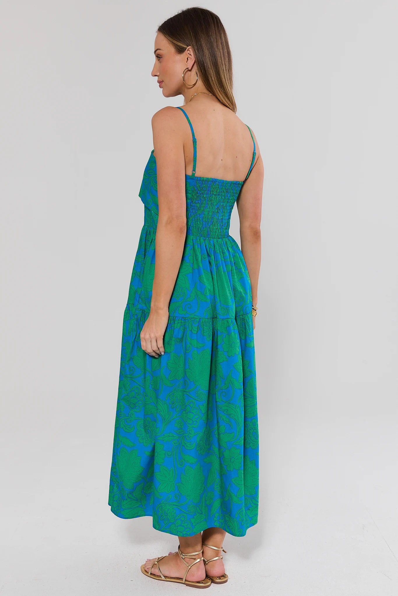 Blue Floral Print Midi Dress Blue Floral Print Midi Dress