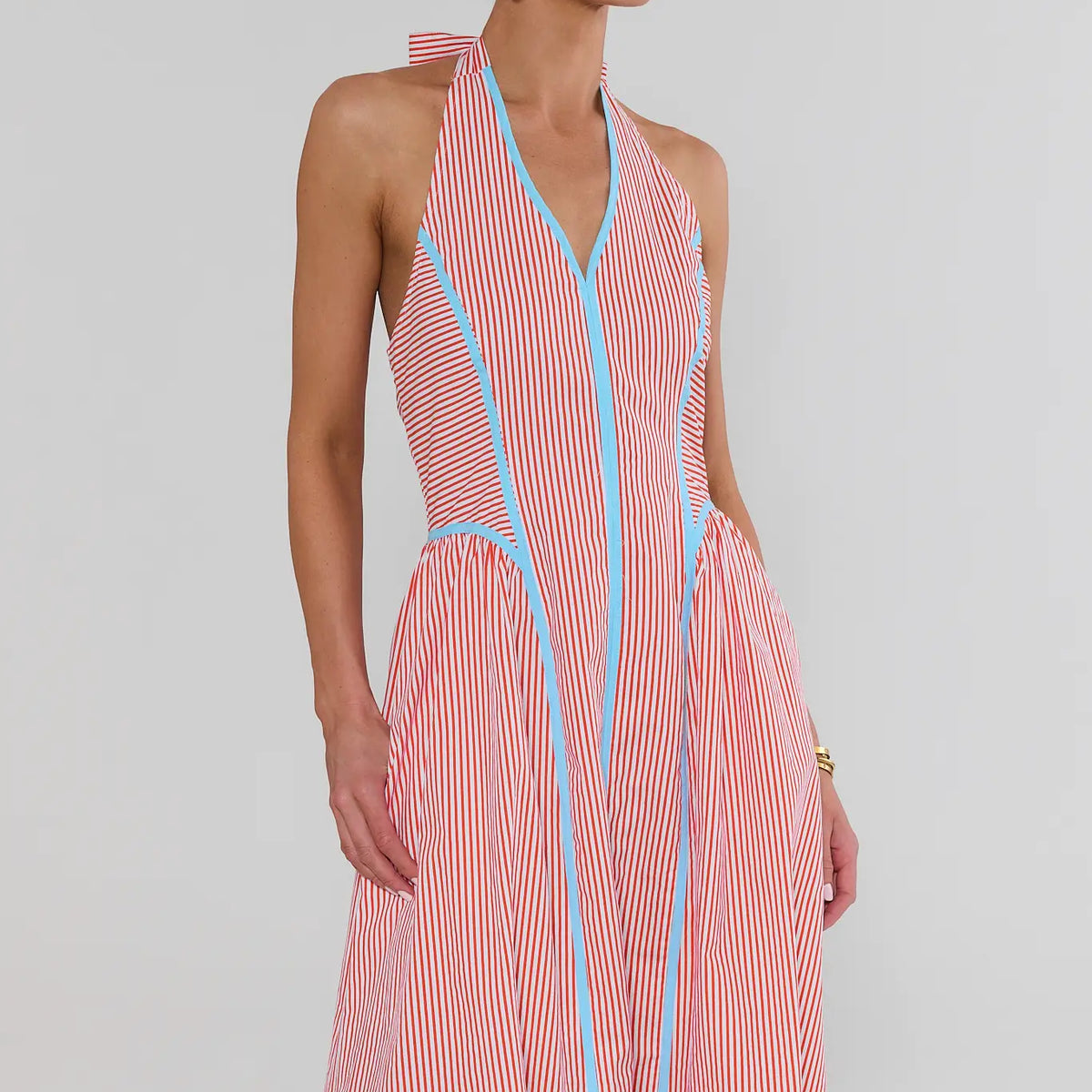 striped halter dress acnh Orange Midi | Avara BF25-50