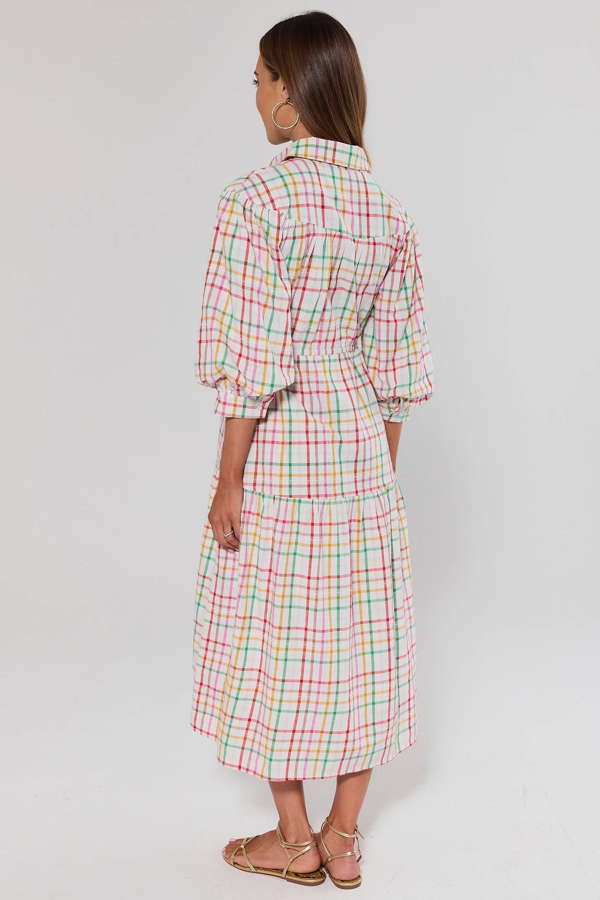 plaid shirt dress Ruthie Multi Button Up Midi while the rigid fabric Original Ranch - Buttermilk colour:Malachite Green global-print-Black