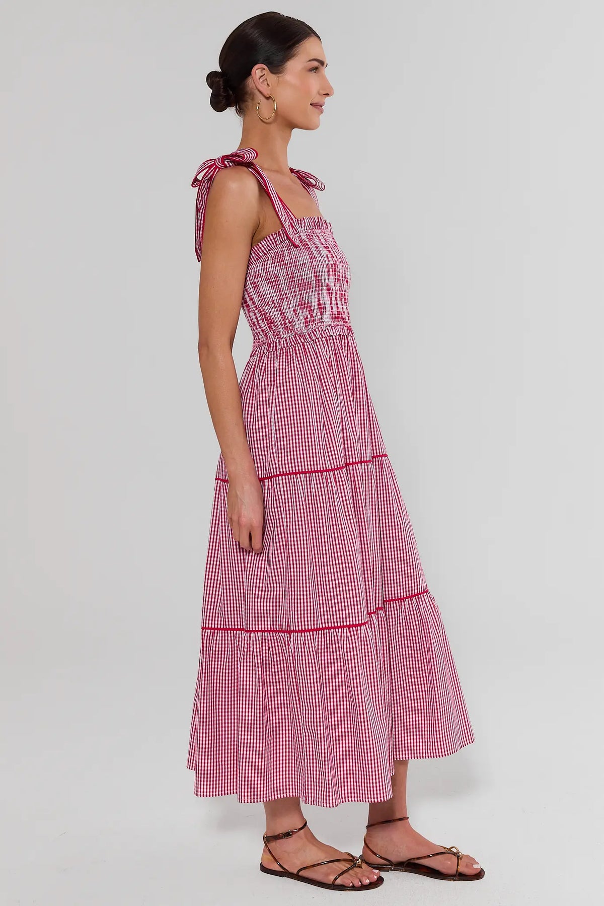 classic smocked maxi dress Vintage Smocked Tiered Maxi Dress M Purple Ombre Cotton