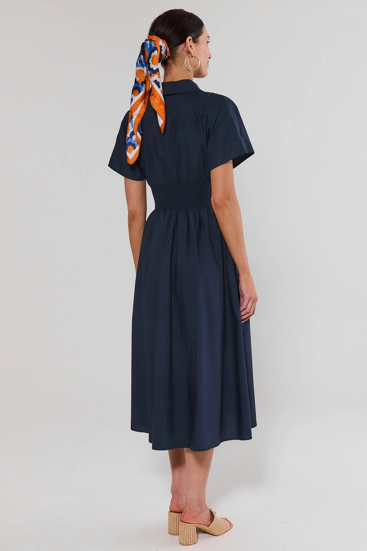 Navy Zip Up Midi Dress | Women's Clothing