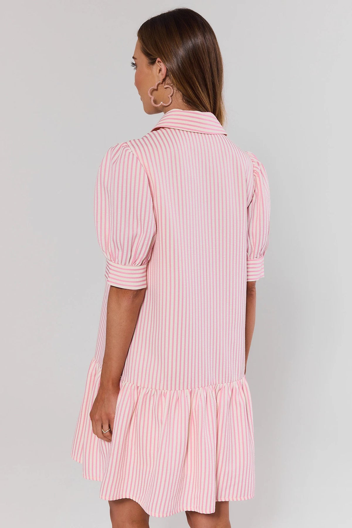 Beth Pink Striped Short Dress
