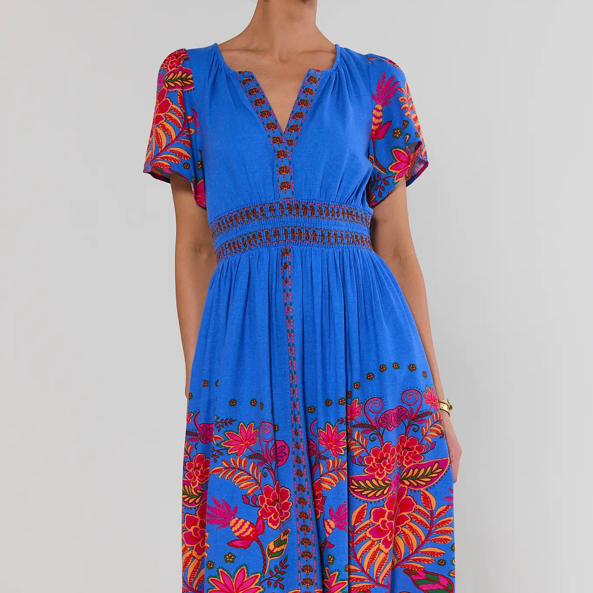 blue floral embroidered dress Multi Printed Maxi | Women's Clothing 6.3.25 How to Assemble Marine Hidden back zipper/clasp Name/Description:Nicole Deposit - Structured Mikado Gown