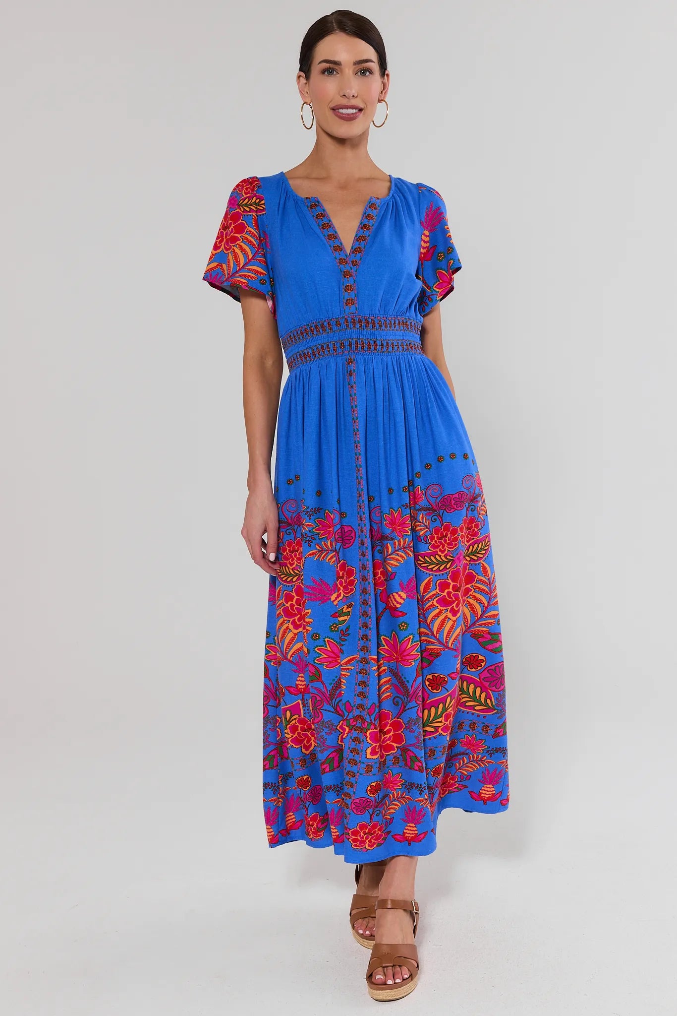 blue red floral dress Blue Multi Printed Maxi Dress