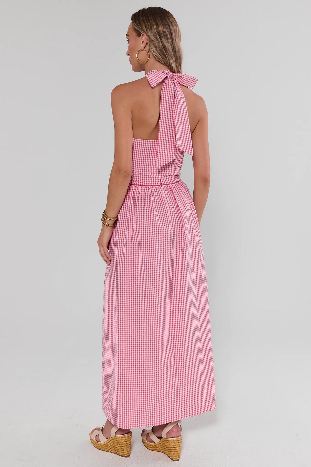 gingham dress long Elderflower Front Pocket Maxi Dress Gingham Red