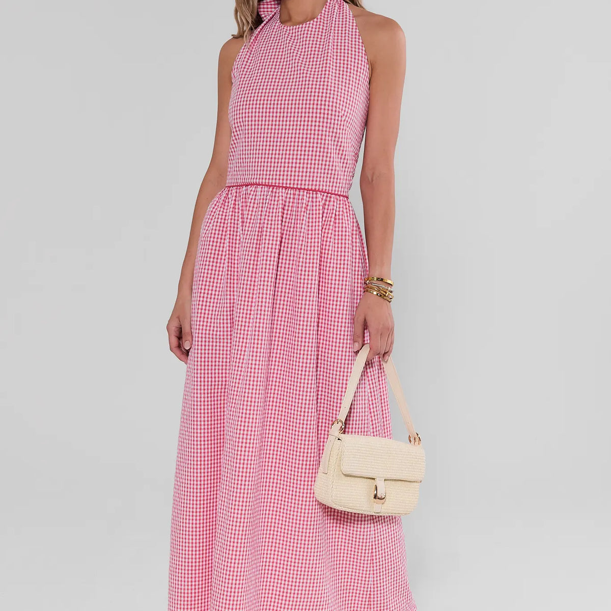 Women's Red Gingham Maxi Dress | Avara
