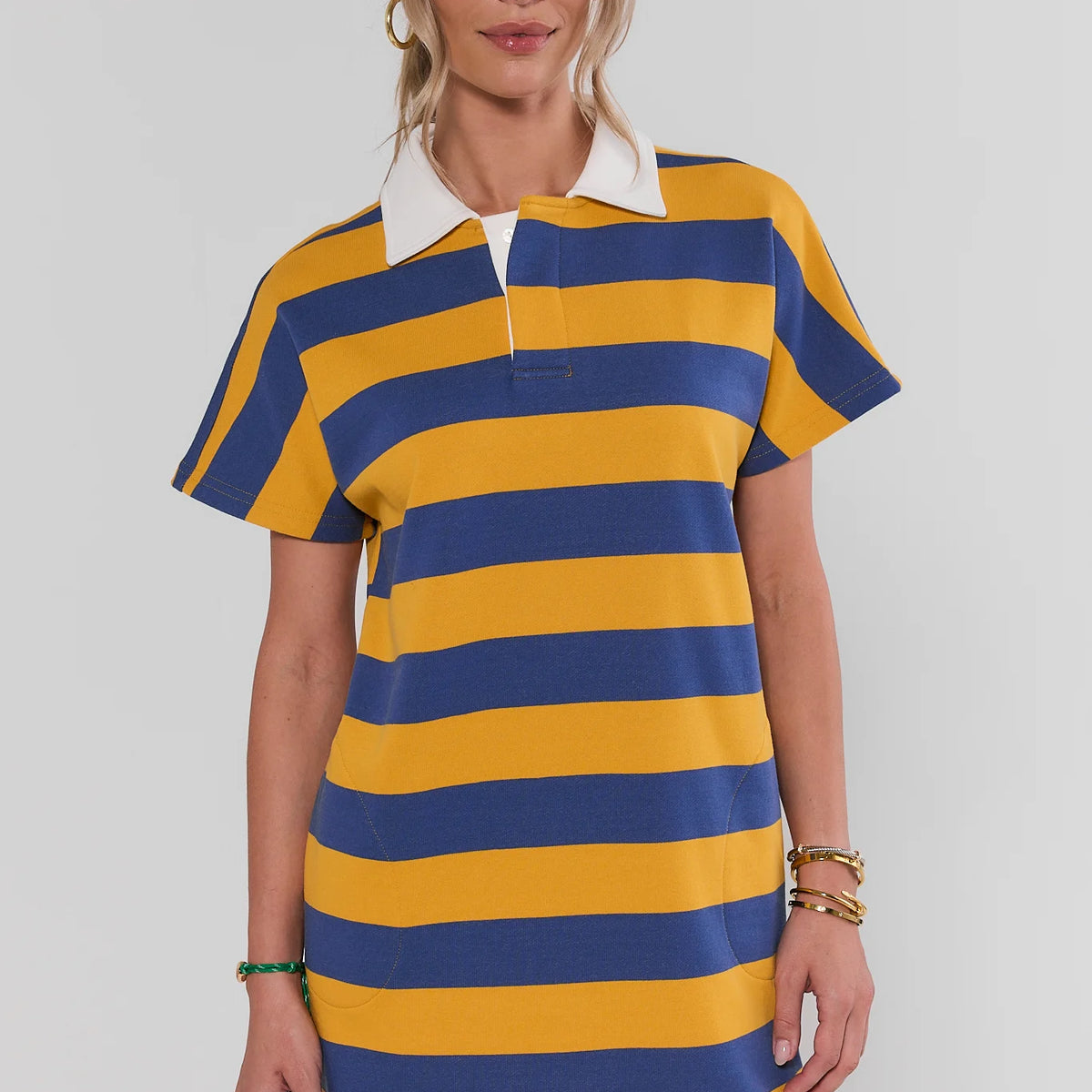 Yellow Striped Polo Dress | Women's Clothing