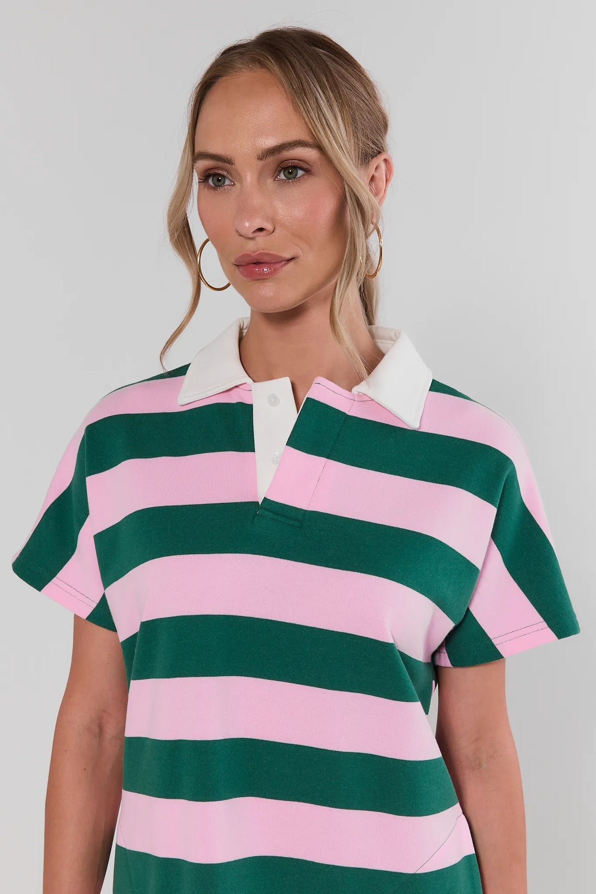 Pink Striped Polo Dress