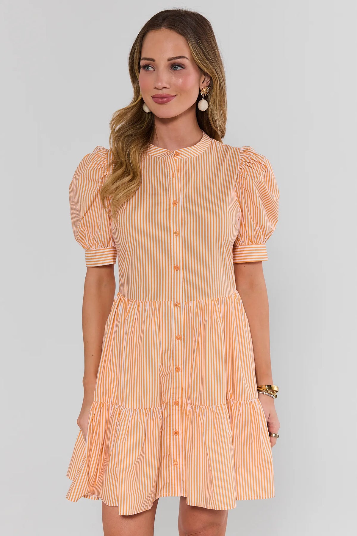Martha Orange Striped Short Dress