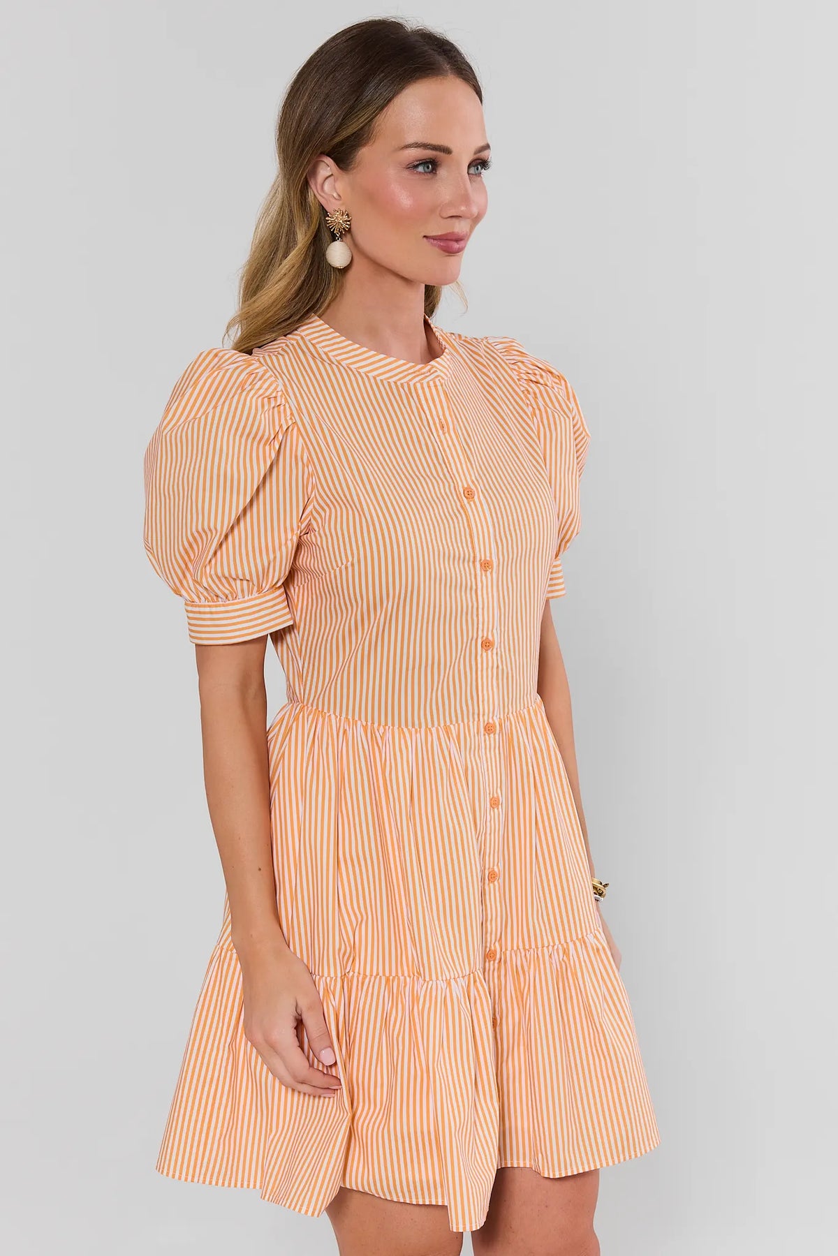 Martha Orange Striped Short Dress
