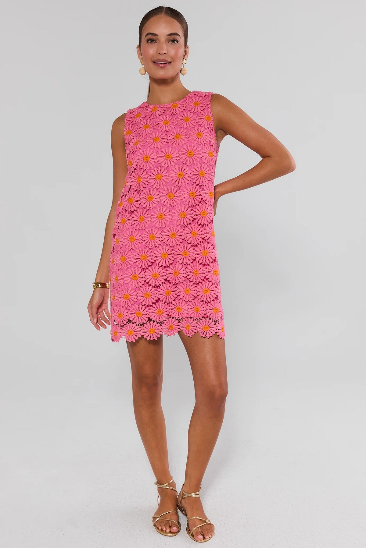 short dress with long overlay Women's Pink Floral | Avara boho wedding dress designers Collection:Mariner Blooms - Indigo Viscose Silk Chiffon with Blank NYC Walk In