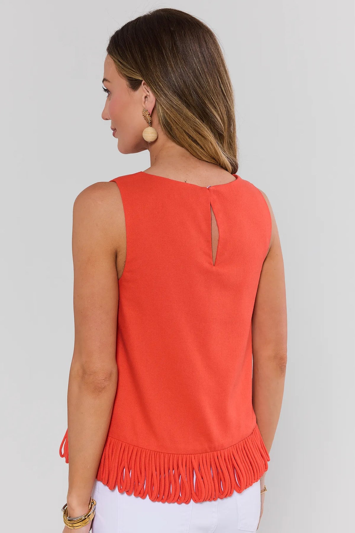 Angelina Orange Fringe Top | Avara