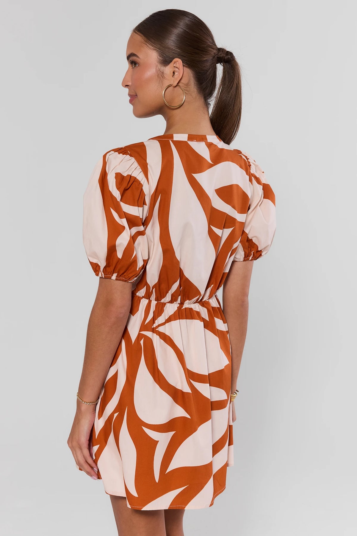 Antonia Orange Printed Short Dress | Women's Clothing