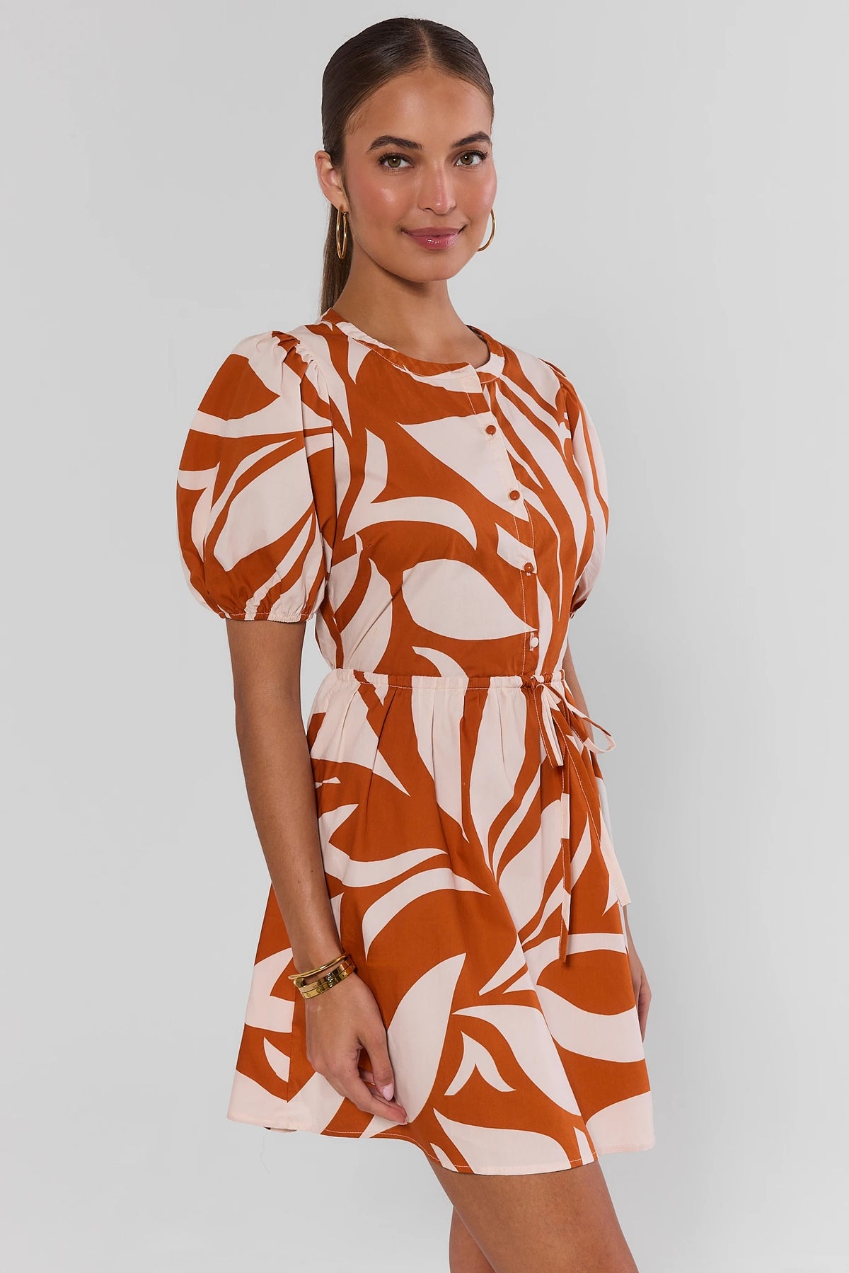 Antonia Orange Printed Short Dress