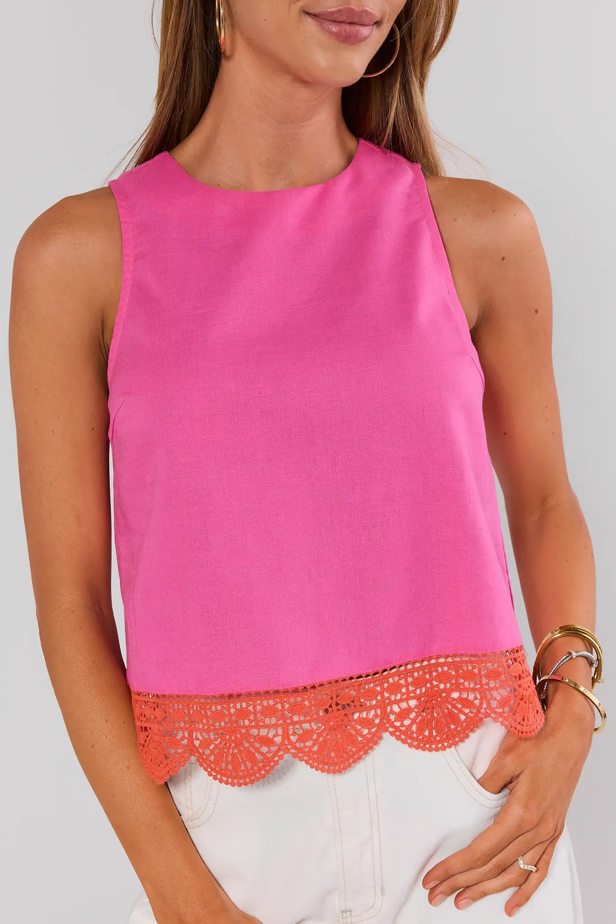 Women's Pink Eyelet Tank Top | Avara | Avara