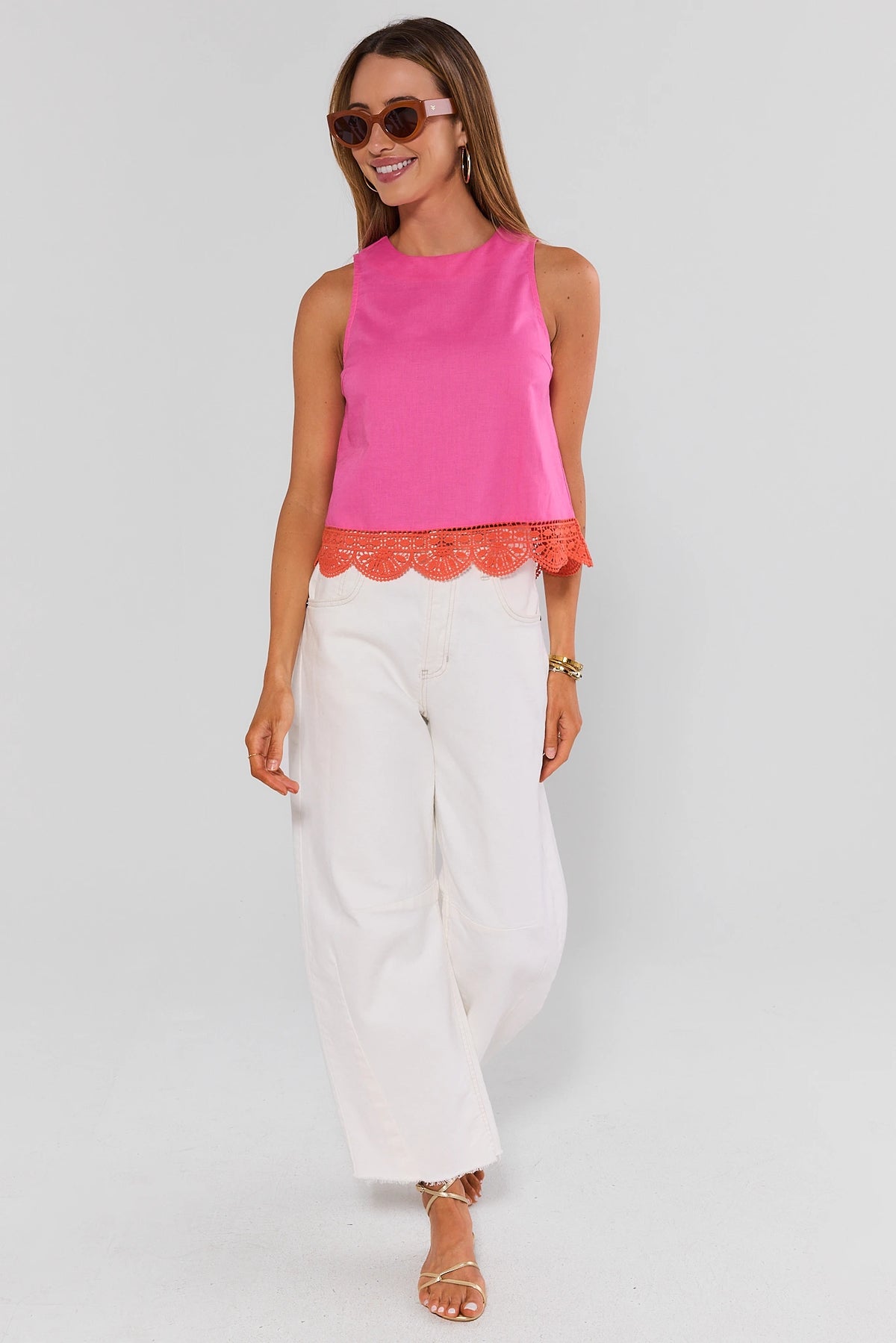 Pink Eyelet Tank Top | Avara | Avara
