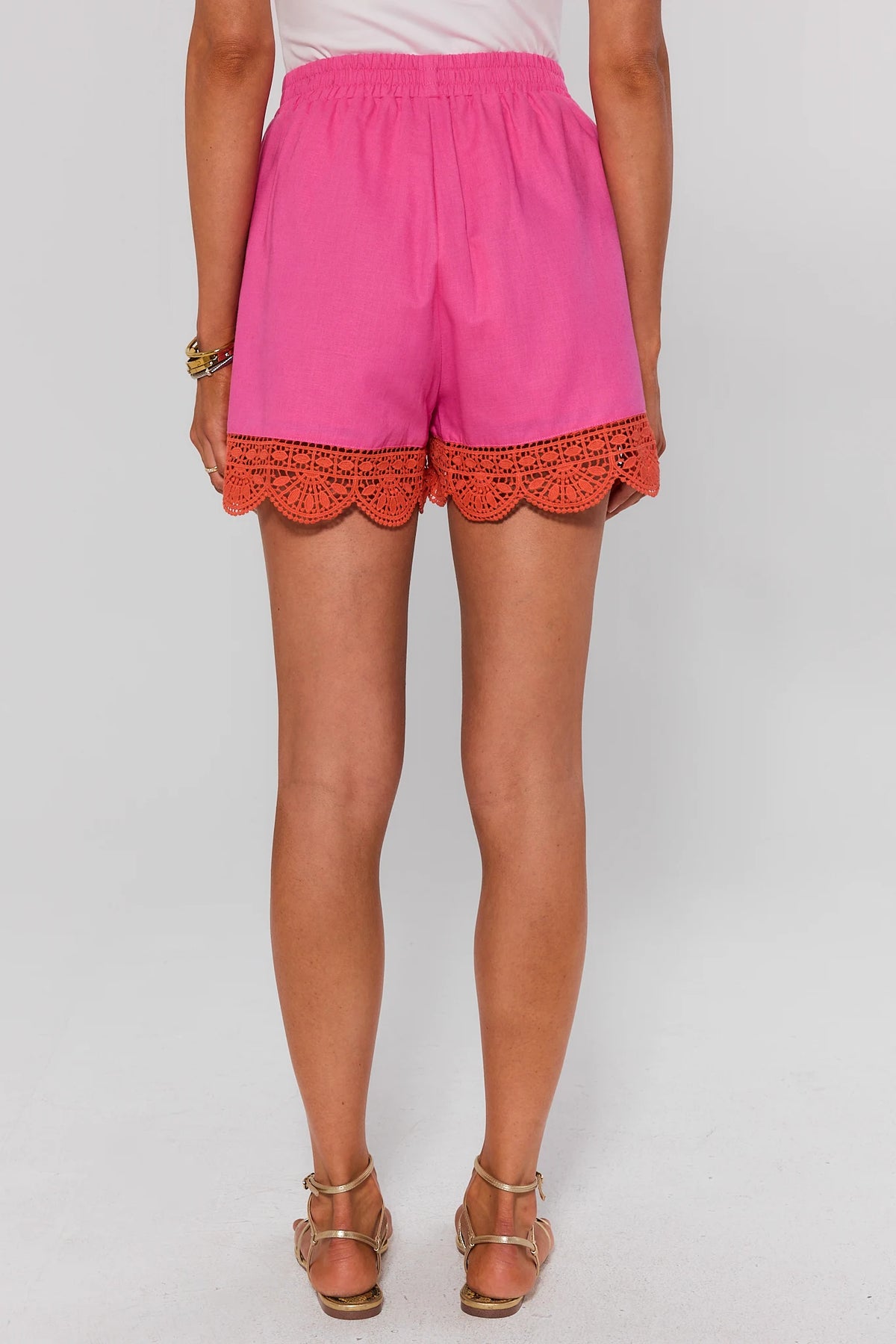 Women's Pink Eyelet Trim Shorts | Avara | Avara