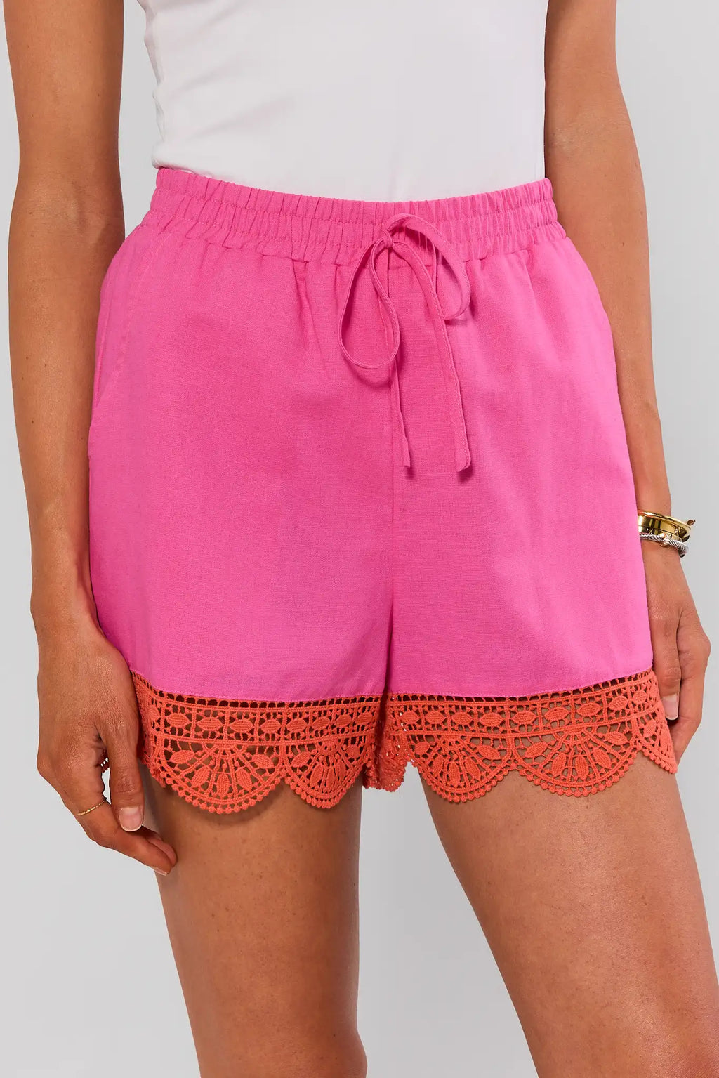 Pink Eyelet Trim Shorts | Avara