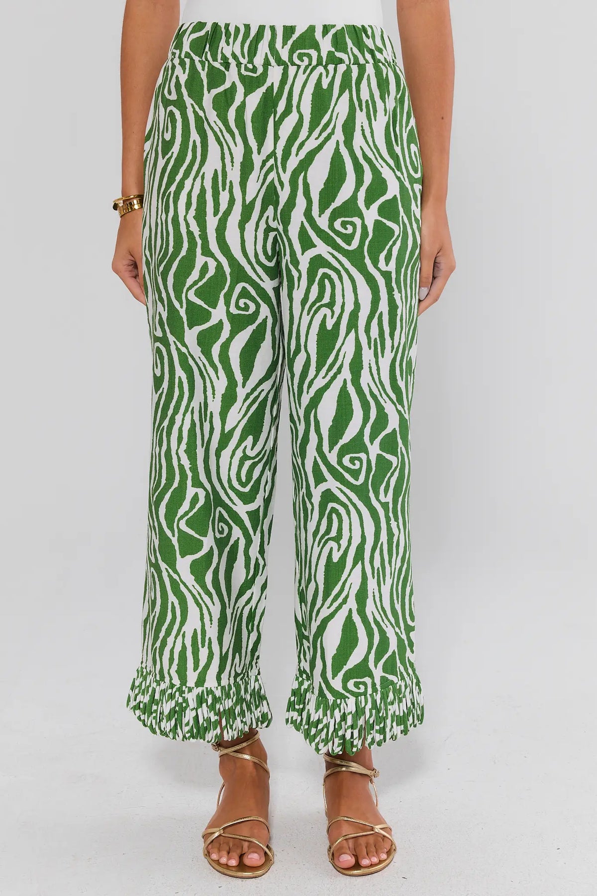 Angelina Green Zebra Fringe Pants | Avara