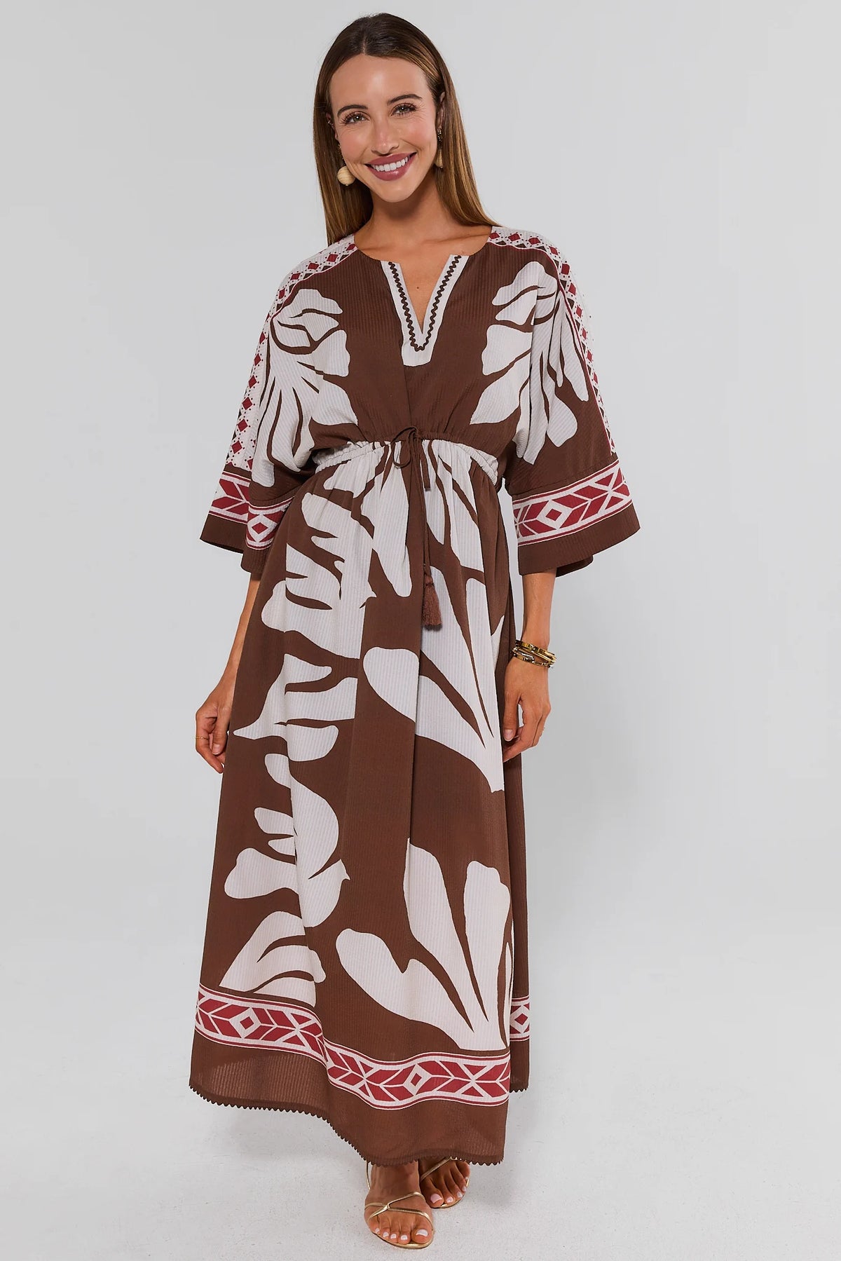 brown tropical dress Palm Print Maxi | Women's Clothing Size:22 (ADD +$10) lay flat to dry name-Manhattan Taking old t-shirts and