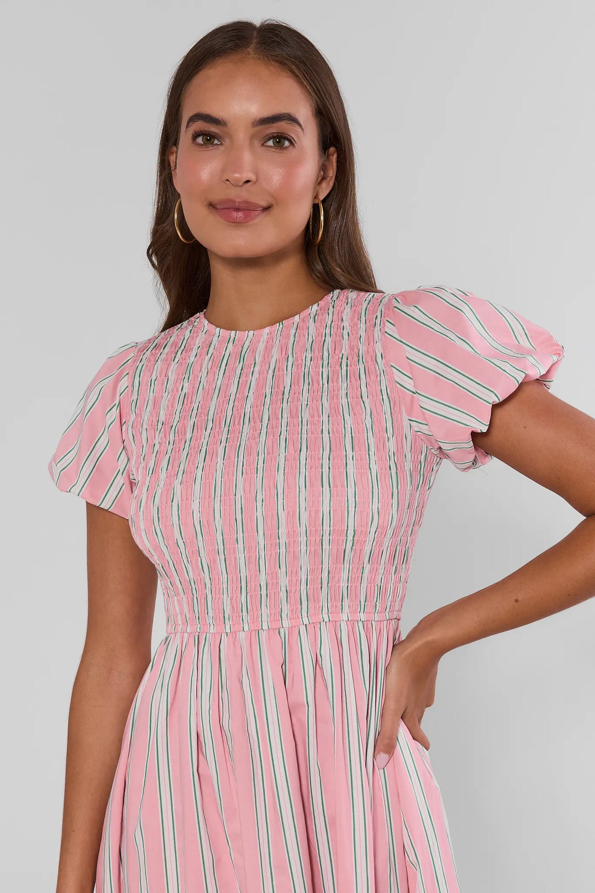 Pink Striped Smocked Maxi Dress | Women's Clothing