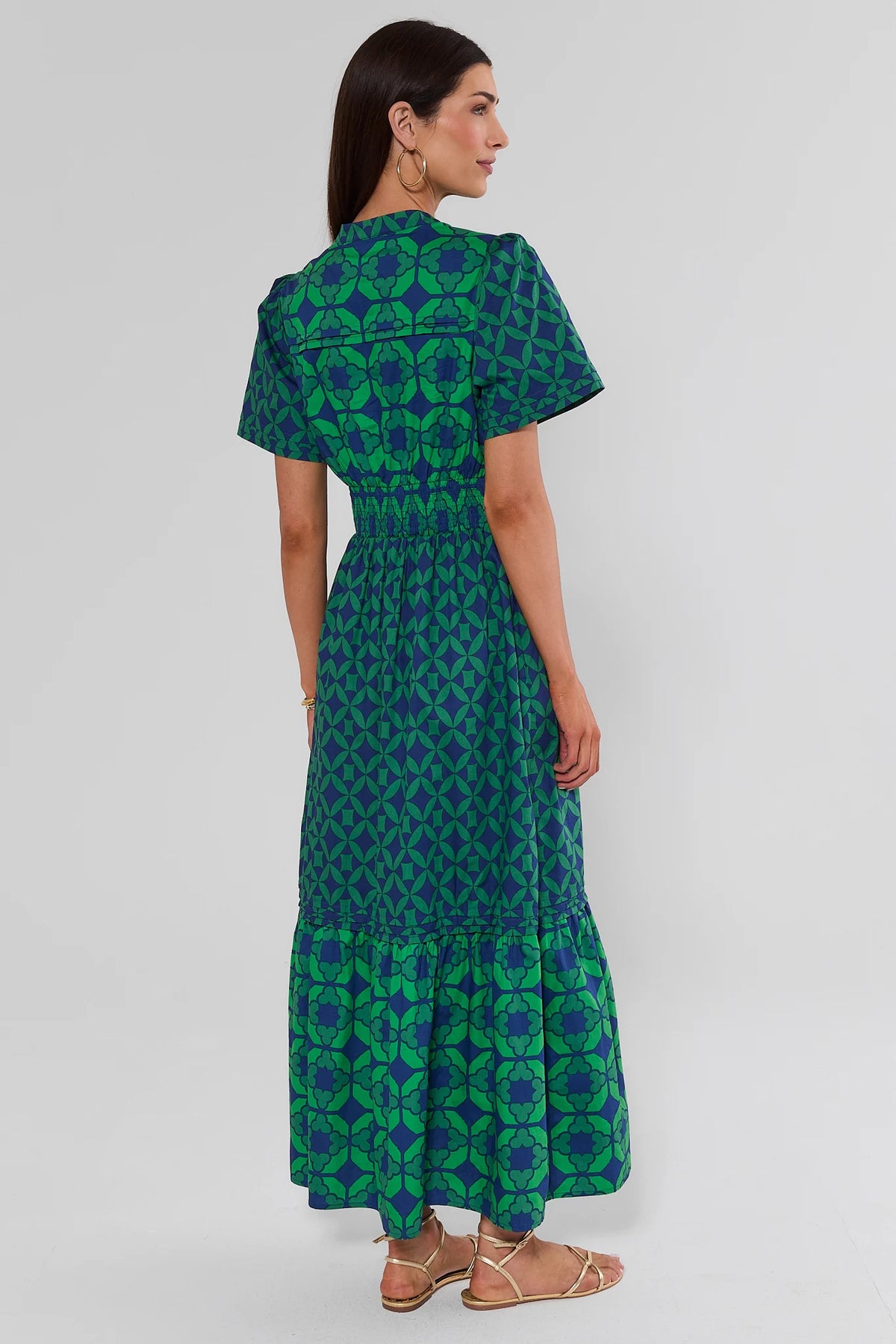 green patterned maxi dress Isabella Print | Women's Clothing Style:With Train and a smocked back colour-group:burgundy Kate Middleton's Talbot Runhof