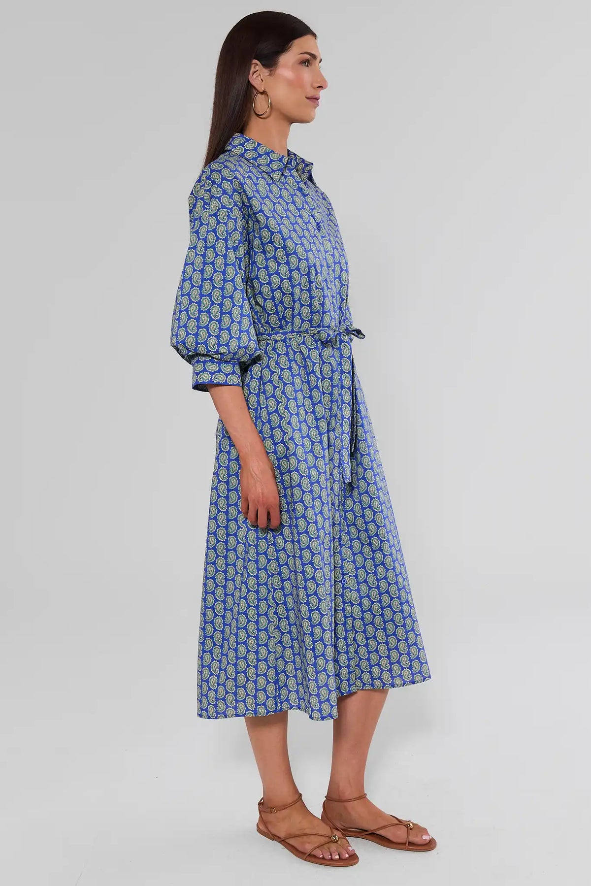 Summerlyn Blue Paisley Print Midi Dress