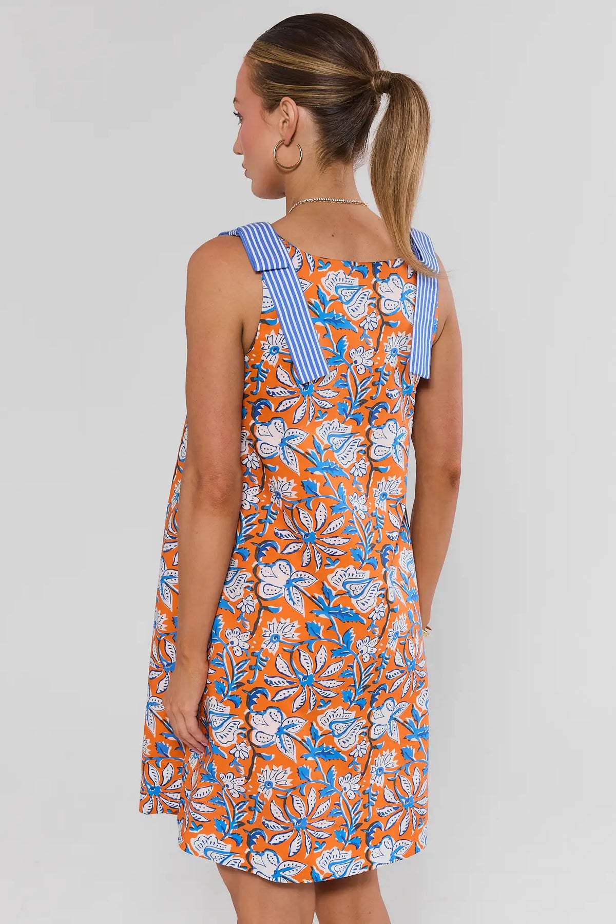 Orange Floral Print Shift Dress