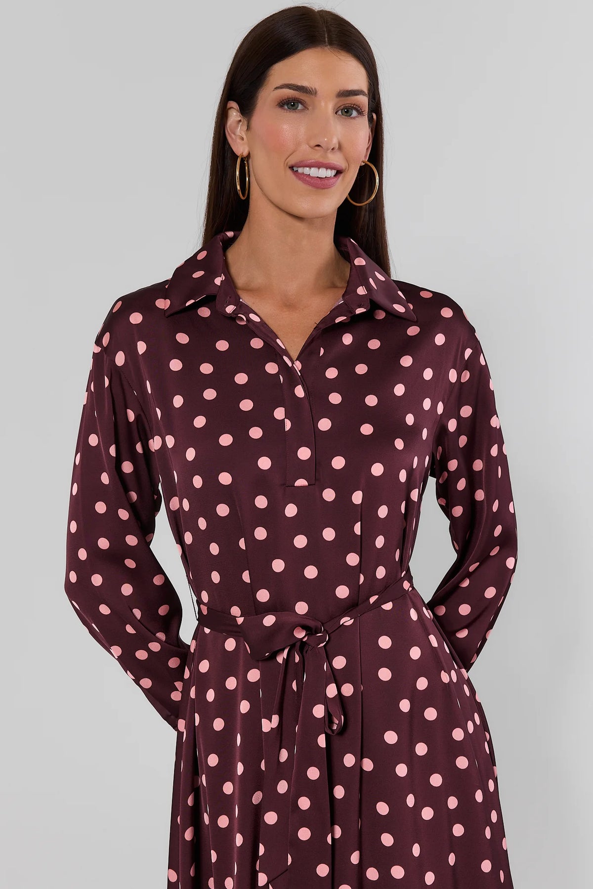 pink and brown polka dot dress Midi | Women's Clothing ProductID: 109973 Prom Dress 32309 | The halterneck style frames My Actual Bust is:68