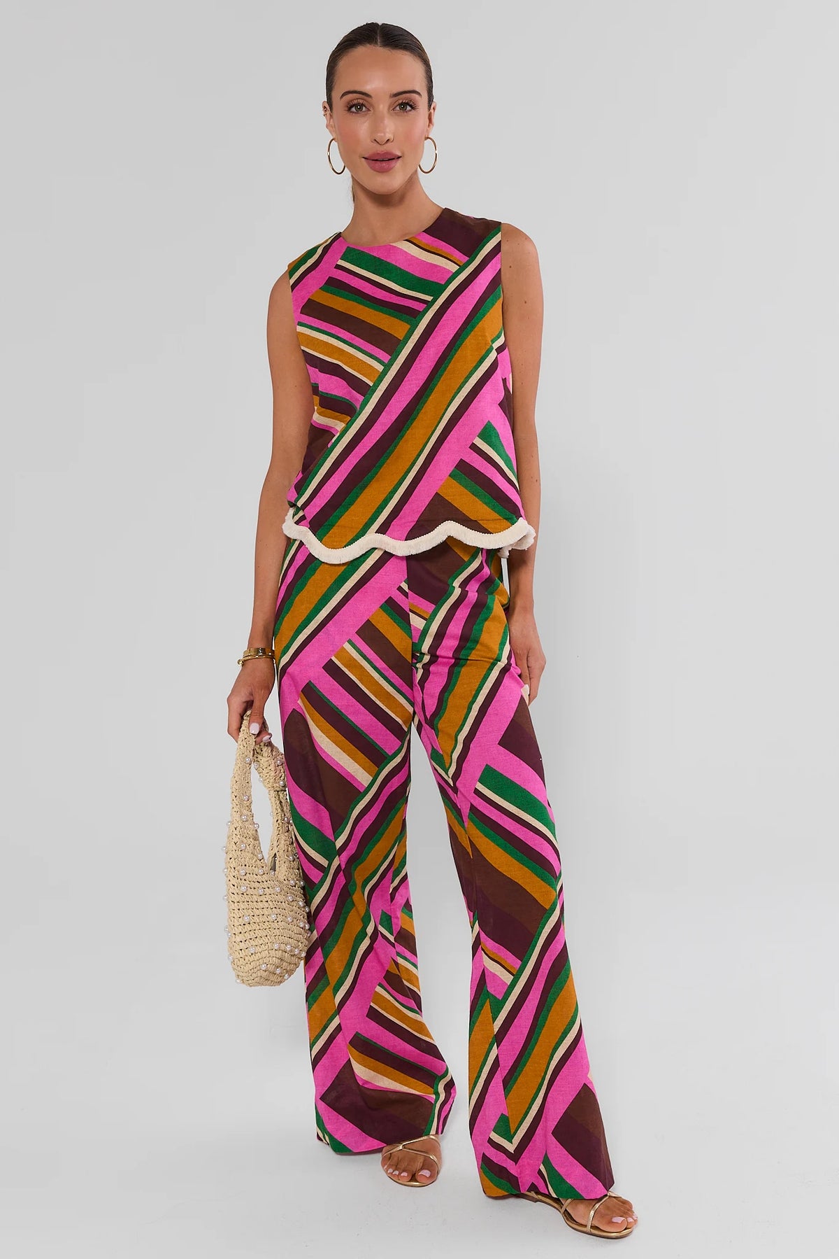 は*ぴ様 断*離様 Archive Striped Wide Slacks 90 Gabby Multi Striped Wide Leg Pants | Avara