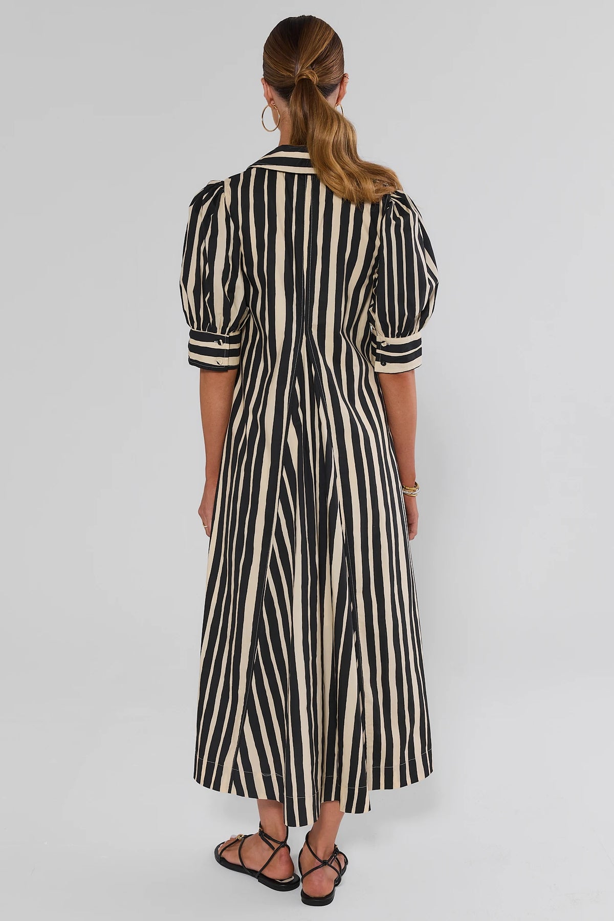 Isla Black Striped Midi Dress