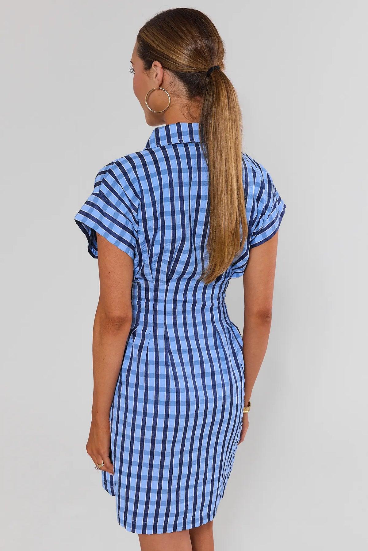 gingham dress blue Collared Short by THML Size:5XL [+$ 6.99] ECOKNIT Dry clean or wash Petal and Pup Women's