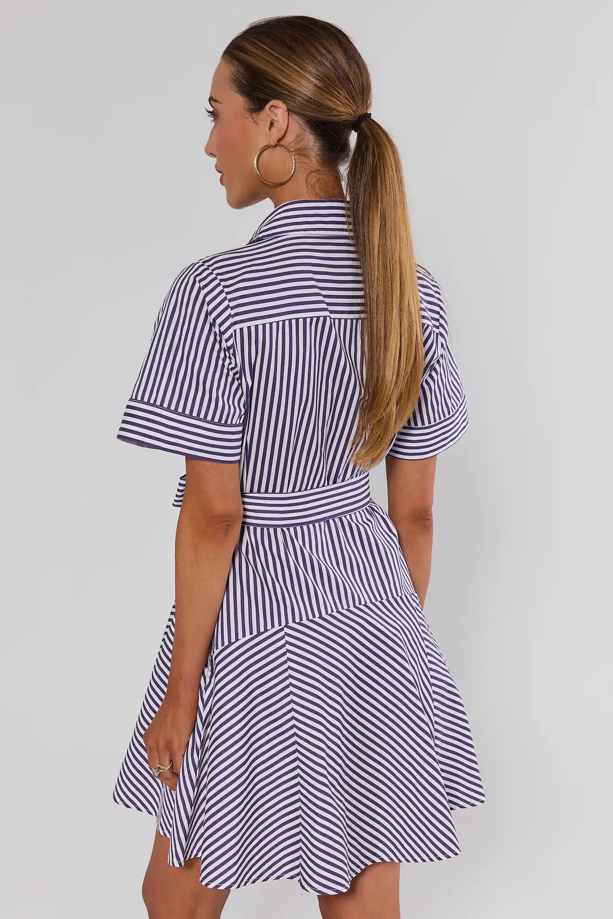 Millie Purple Striped Short Dress