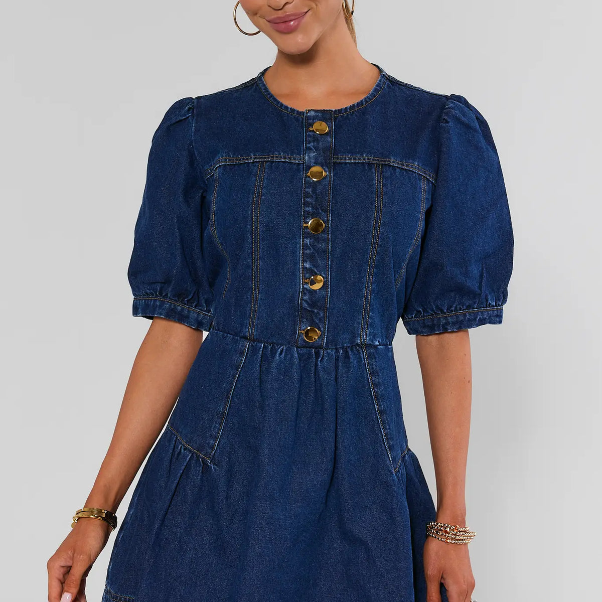 Dark Denim A-Line Short Dress | Women's Clothing