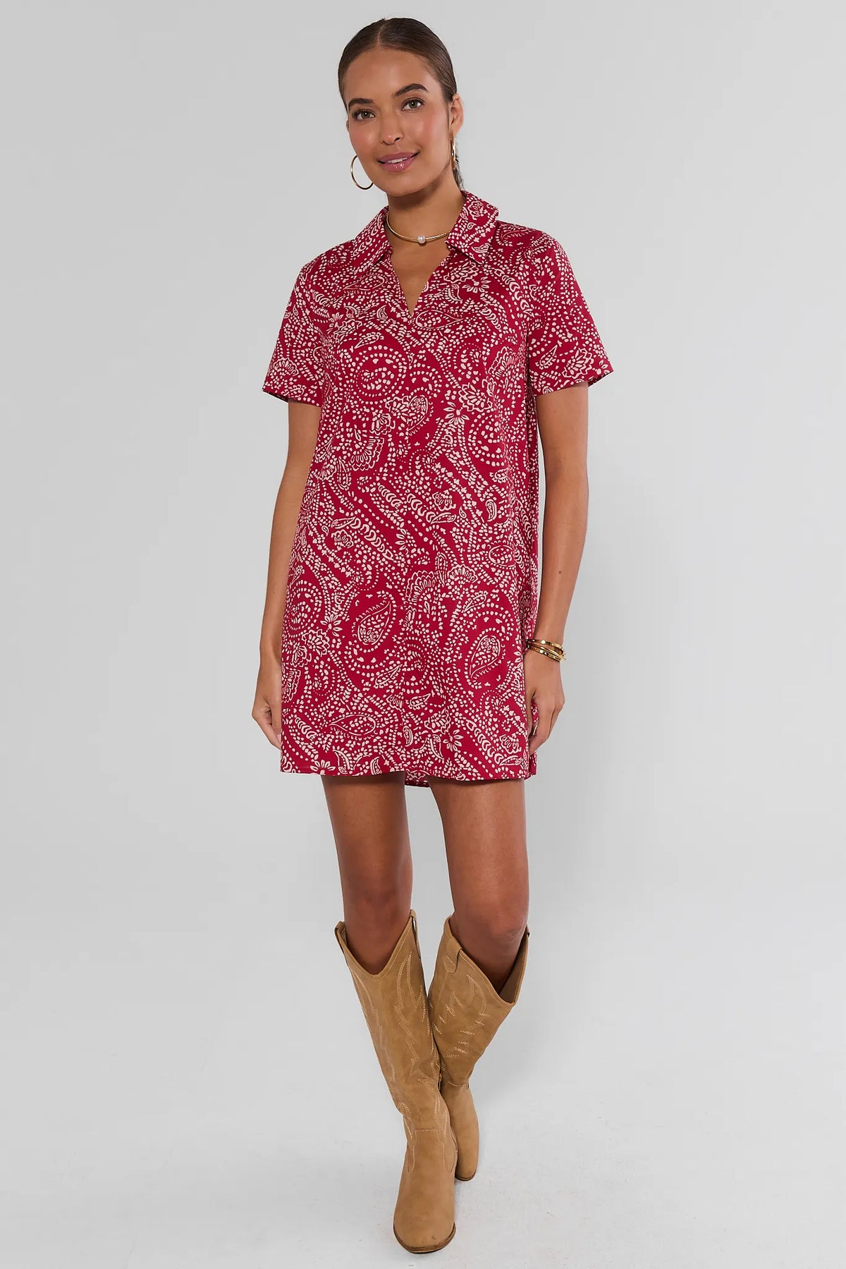 collared t shirt dress Women's Made The Right Call Sage Green Midi T-Shirt | Size: L relaxed fit Tia Red Printed Collared Short