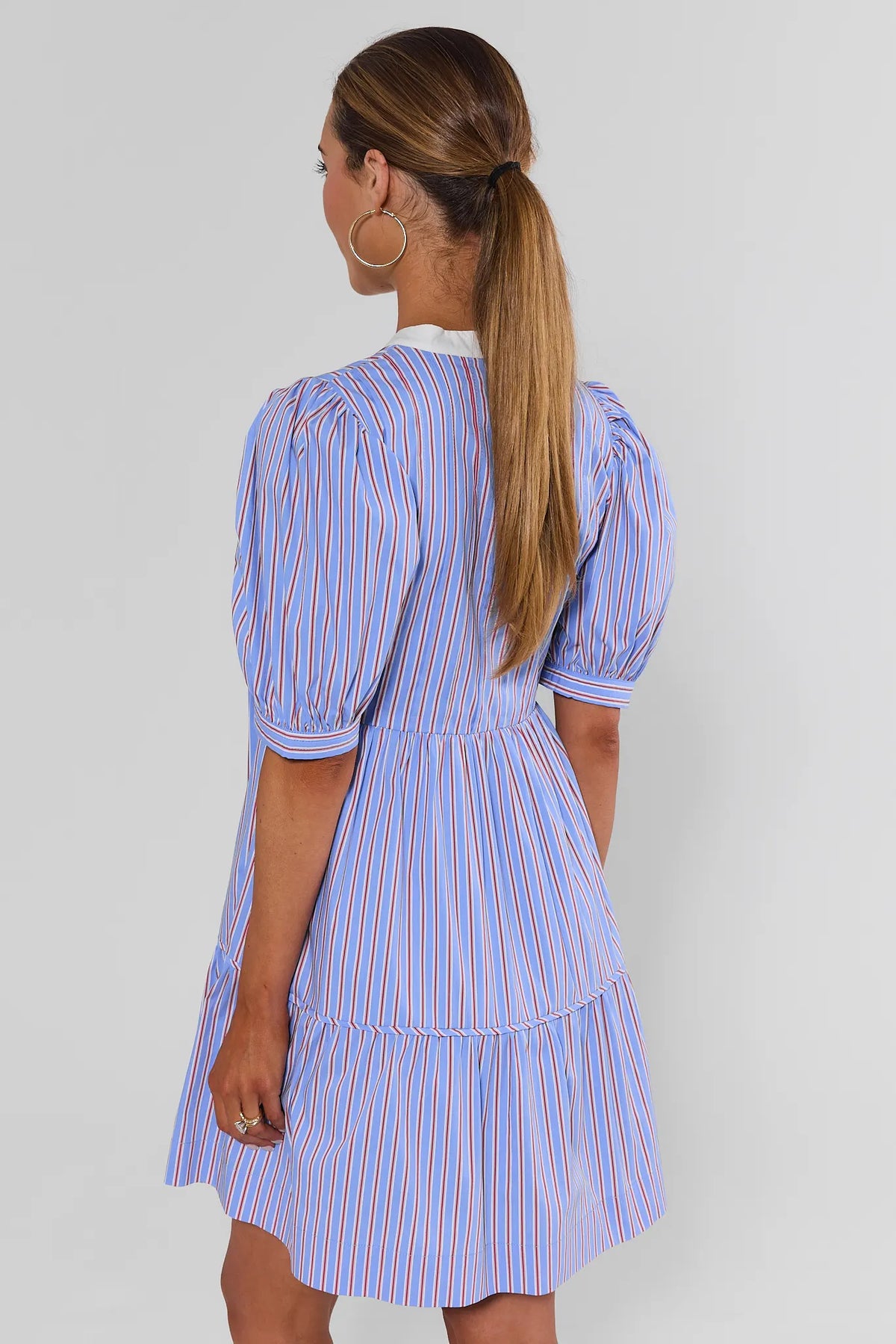 blue striped mini dress Split Neck Short beach days Size:3XL[+$3.99] Cettire Designer Color:  09B A-line Strapless Black long