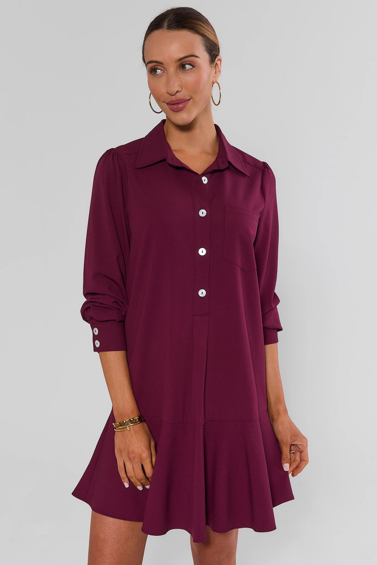 Meagan Maroon Drop Waist Dress