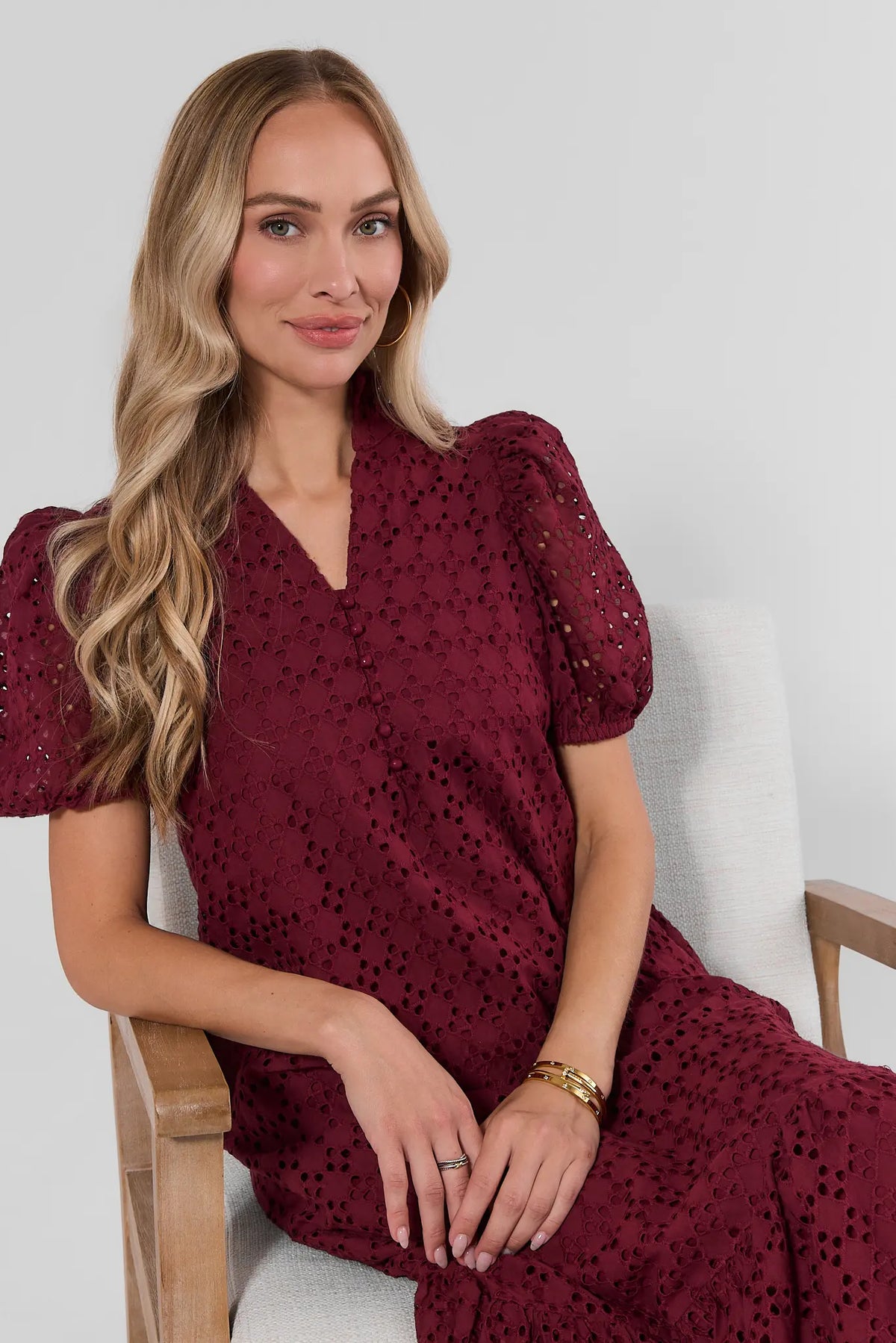 burgundy eyelet dress Overlay Maxi Bardots lace dress reveals