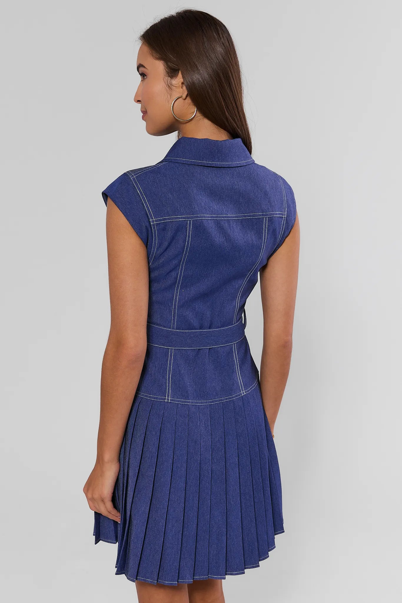 Edie Denim Pleated Button Up Dress