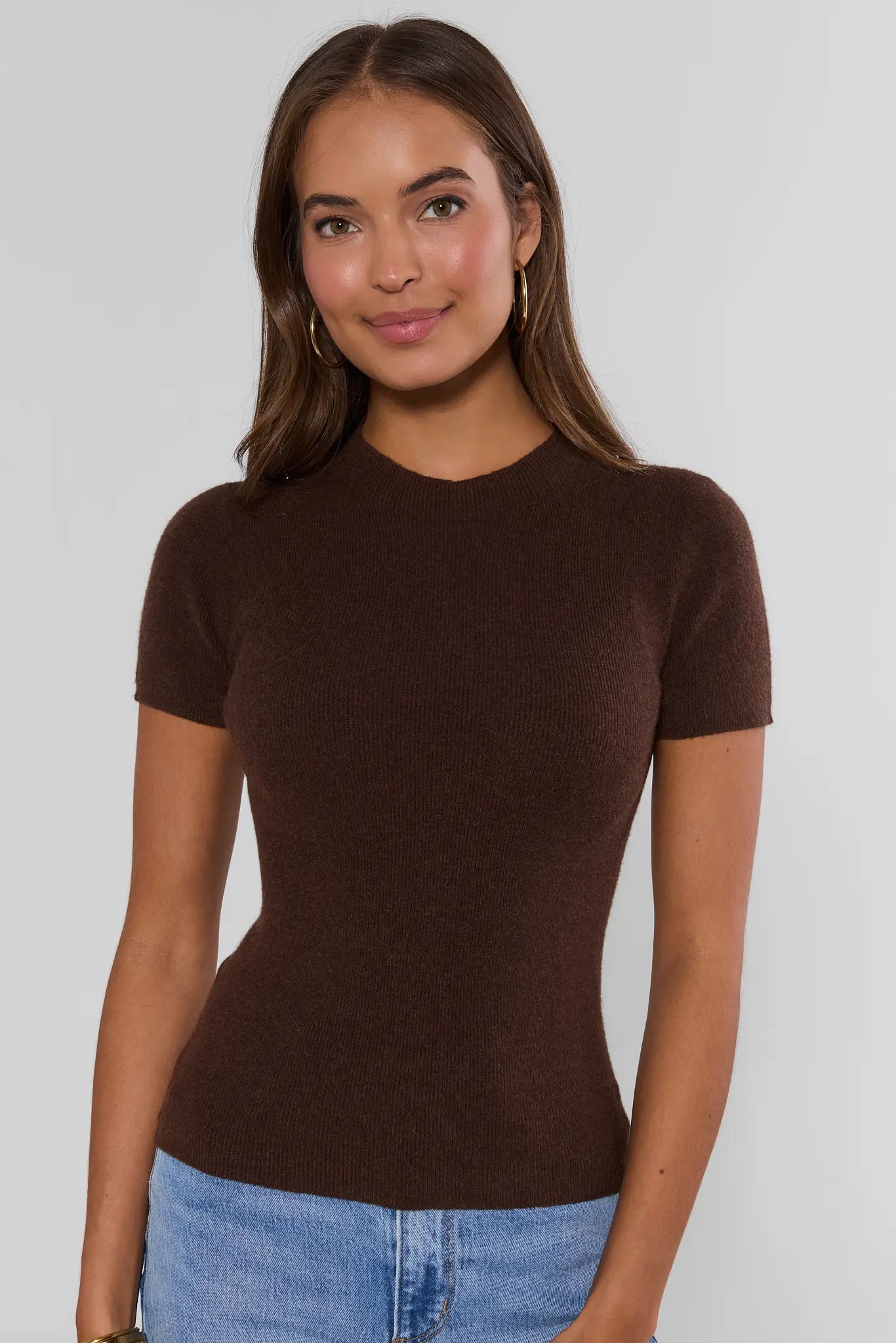 Korby Brown Ribbed Top